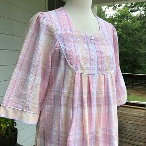 Miss Elaine Pink and Cream Striped housecoat